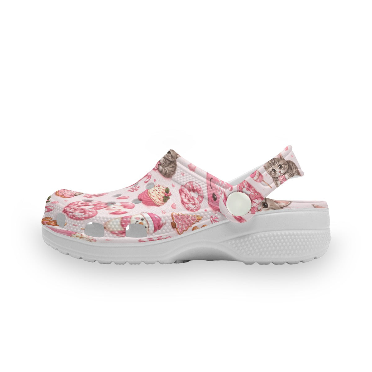 KIDS Pink Christmas Kitten Children's Clog Shoes