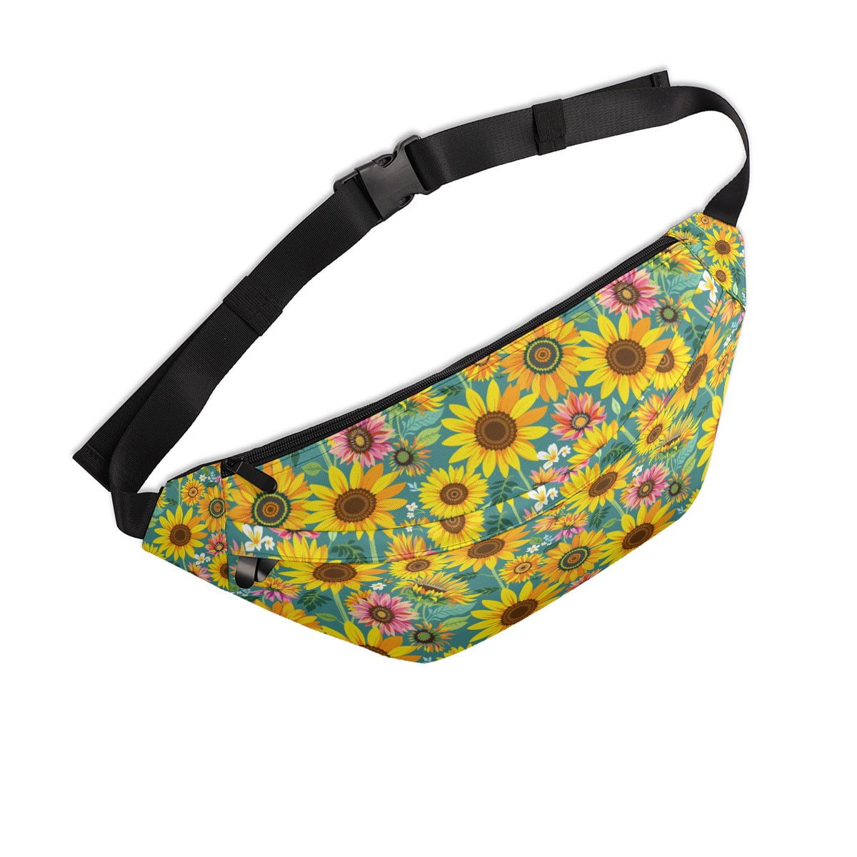 Sea Green Sunflower Gardening Fanny Pack Adjustable Strap & Multiple Pockets Large Fanny Bag