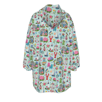 Cape Cod Summer Life Sherpa Fleece Hoodie Blanket Coastal Wearable Blanket
