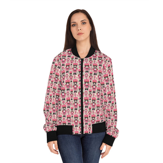 Oh Pink Nuts Nutcracker Pink Holiday Women's Bomber Jacket