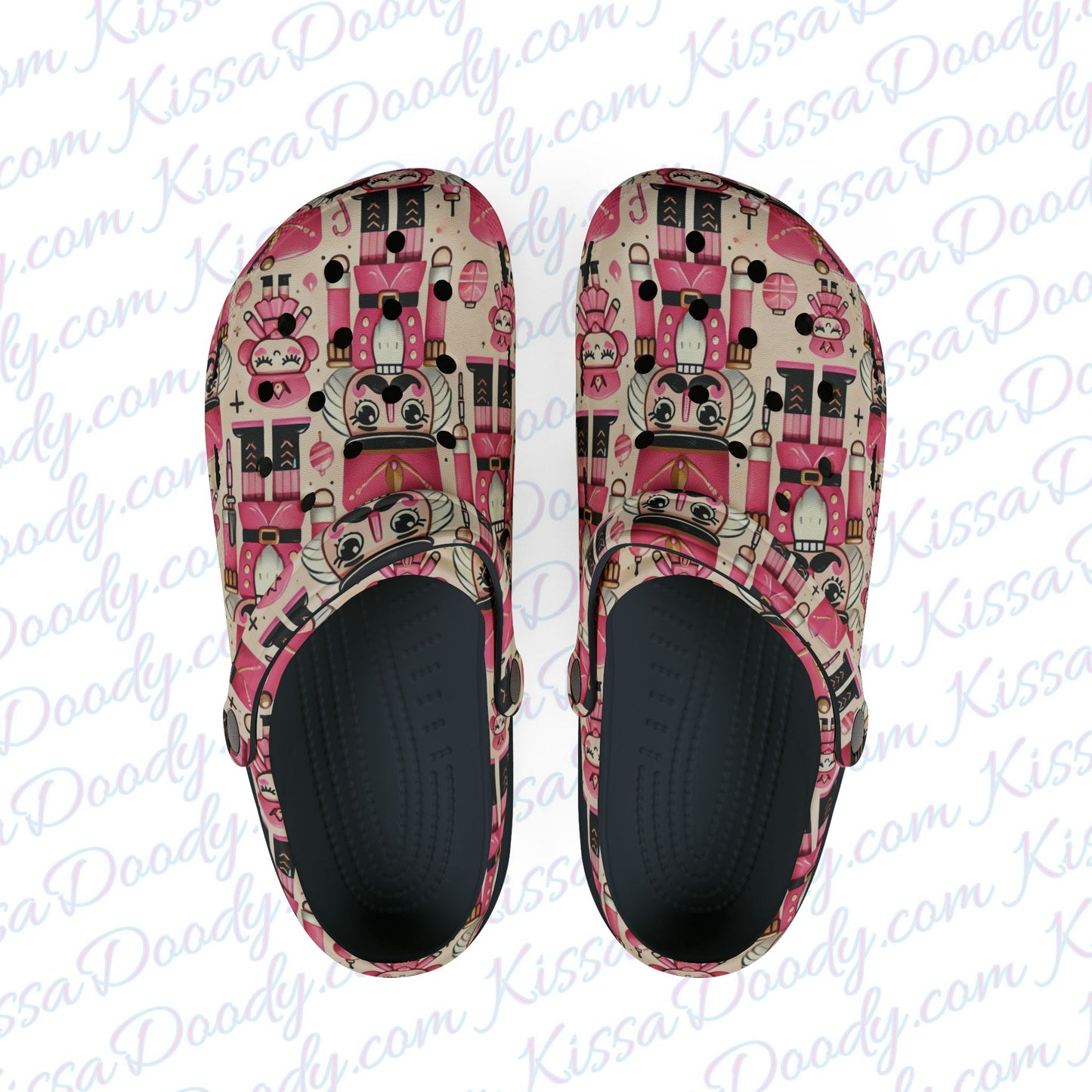 Oh Pink Nuts Nutcracker Pink Holiday Rubber Clog Shoes