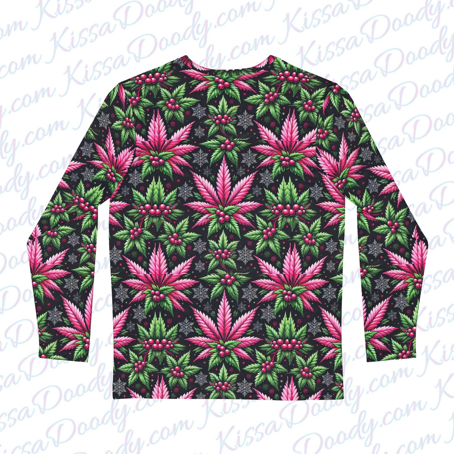 Merry Hempness Christmas Holly Leaf Men's Long Sleeve Shirt