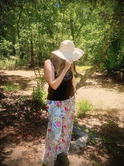 Vintage Bird Print Flare Pants for Women Summer Garden & Flower Show Outfit