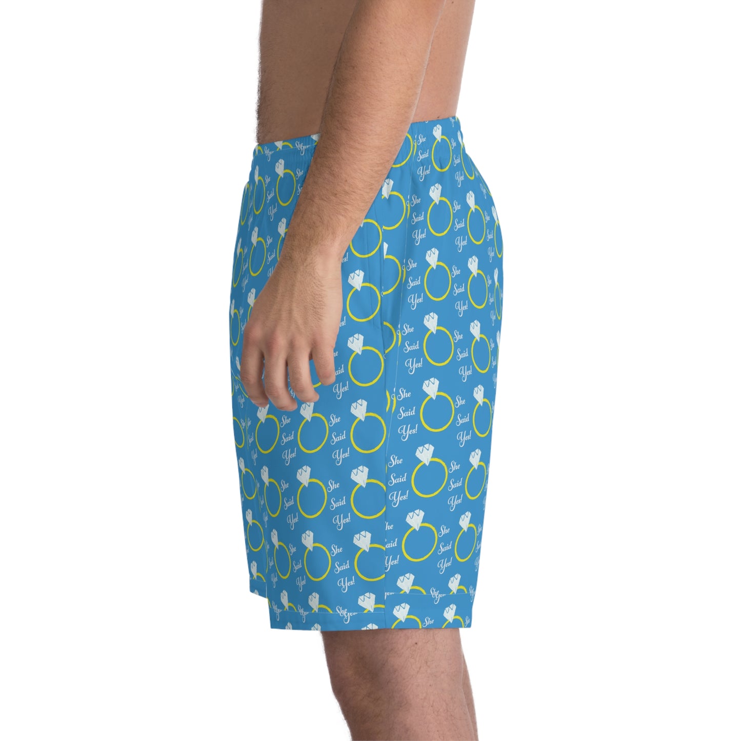 She Said Yes Engagement Elastic Beach Shorts