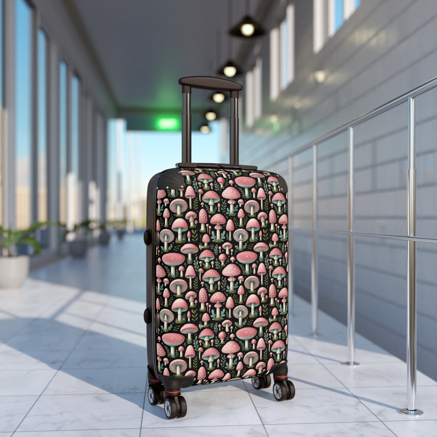 Pink Mushroom Travel 360 Degree Swivel Lock Suitcase