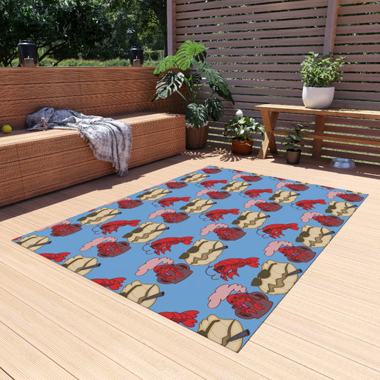 Rock Pot Lobster Funny Beach Porch Clam Ocean Print Indoor Outdoor Rug Pink Patio Deck Decor Bedroom Custom Mat Home Decor  by Kissa Doody