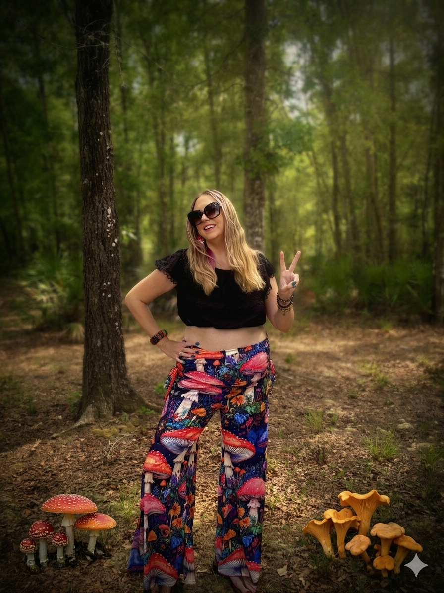 Mushroom Print Yoga Pants High Waisted Stretch Leggings