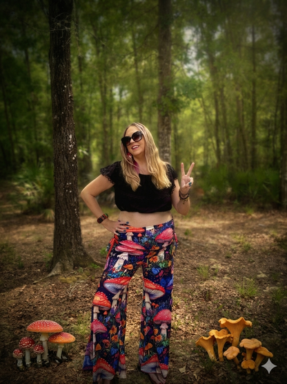 Mushroom Print Yoga Pants High Waisted Stretch Leggings