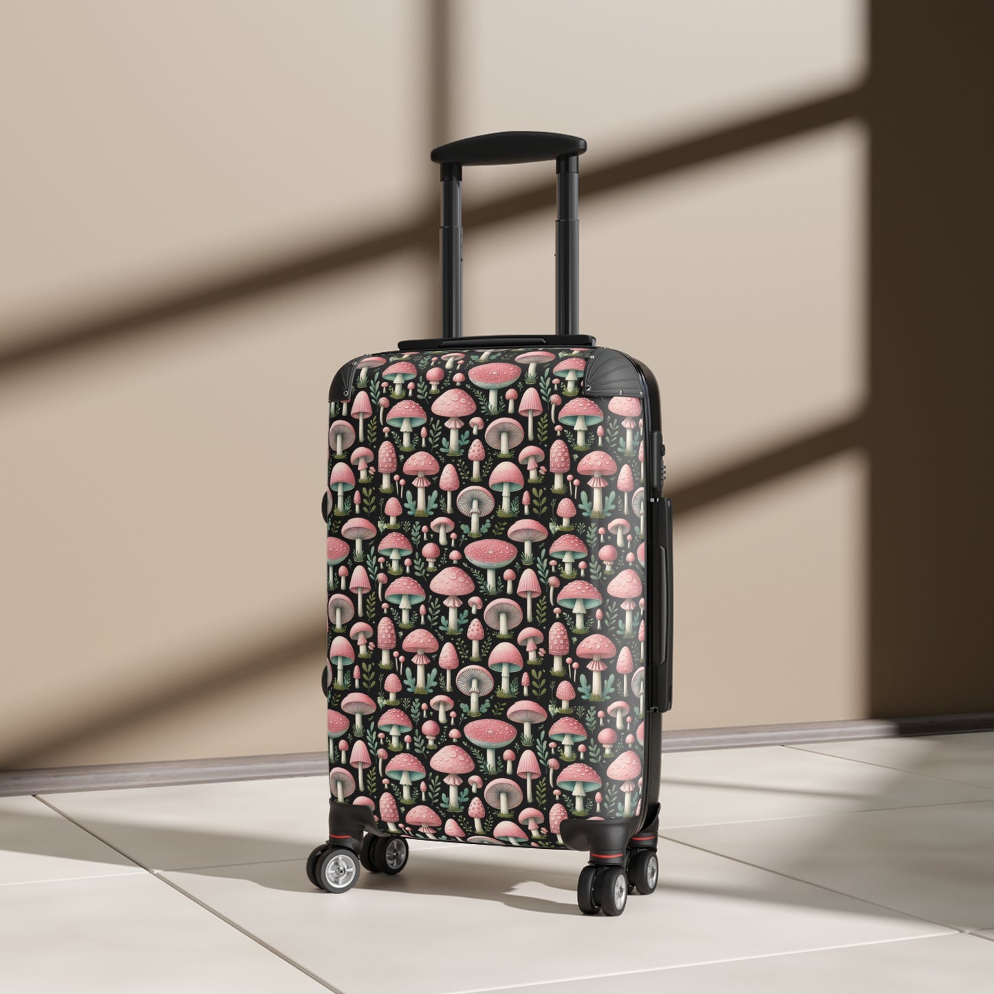 Pink Mushroom Travel 360 Degree Swivel Lock Suitcase