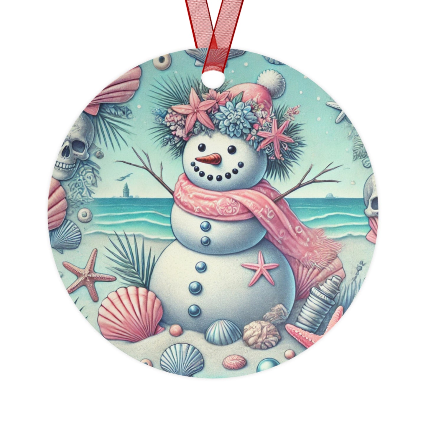 Snow Woman At Christmas Metal Ornament