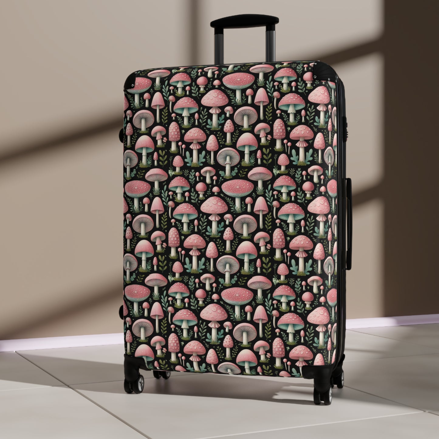 Pink Mushroom Travel 360 Degree Swivel Lock Suitcase