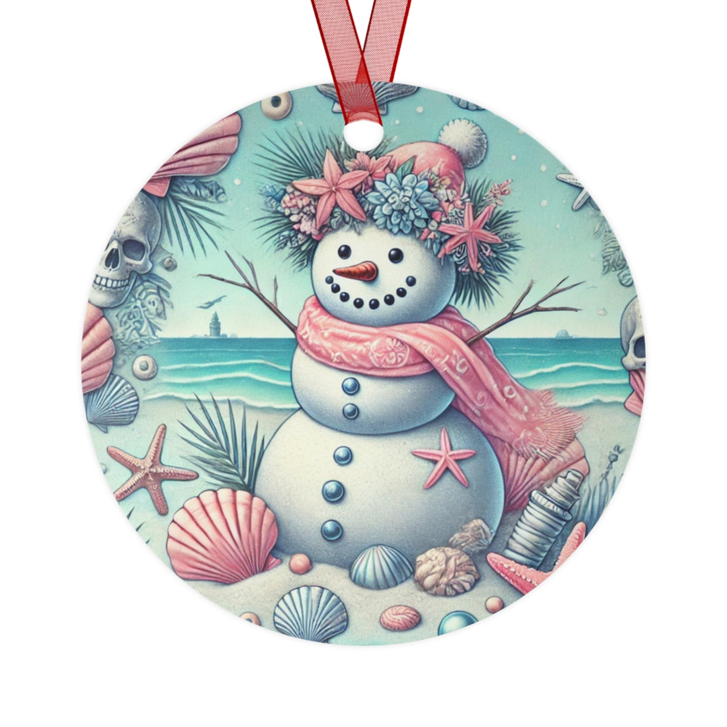 Snow Woman At Christmas Metal Ornament