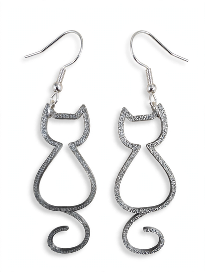 Cat Silhouette 3D Printed Women’s Earrings