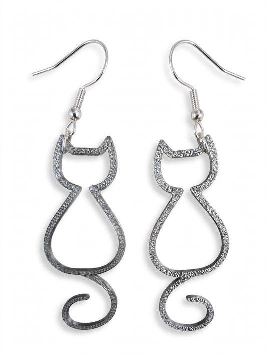 Cat Silhouette 3D Printed Women’s Earrings