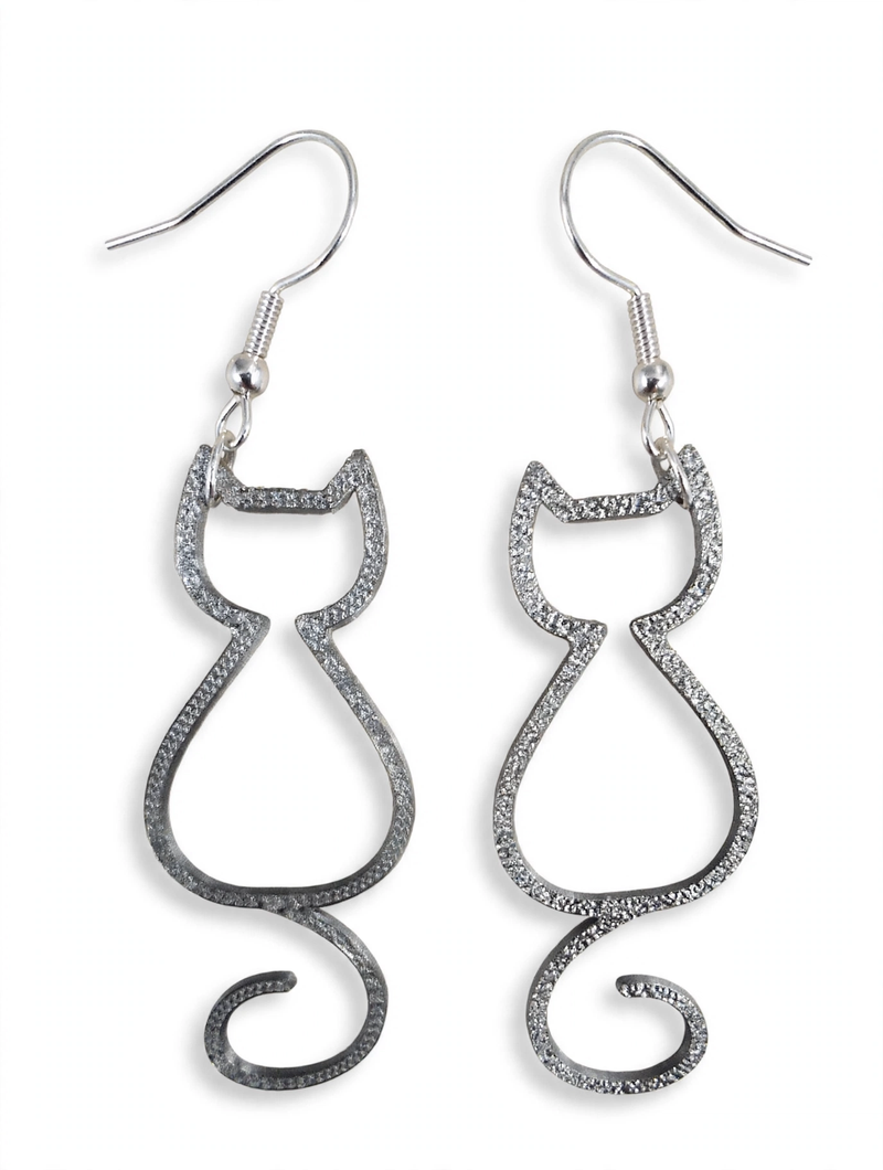 Cat Silhouette 3D Printed Women’s Earrings