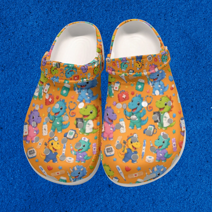 Doctor Dinosaurs Medical Themed Orange Women's Classic Clogs