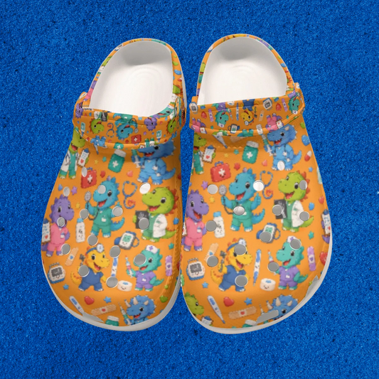 Doctor Dinosaurs Medical Themed Orange Women's Classic Clogs