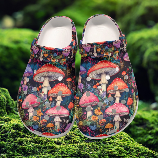 Mystical Mushroom Rainbow Hippie Garden Shoes Women's Classic Clogs