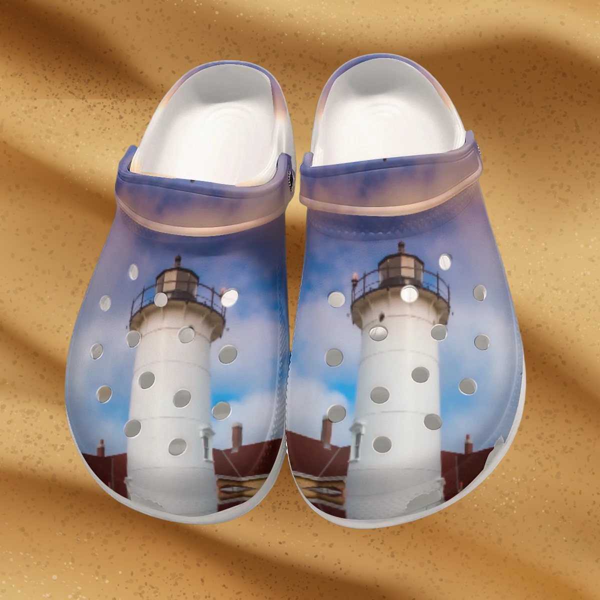 Women's Cape Cod Lighthouse Print Garden Clogs Lightweight EVA SandalsAnti-Slip Sole Beach Shoes