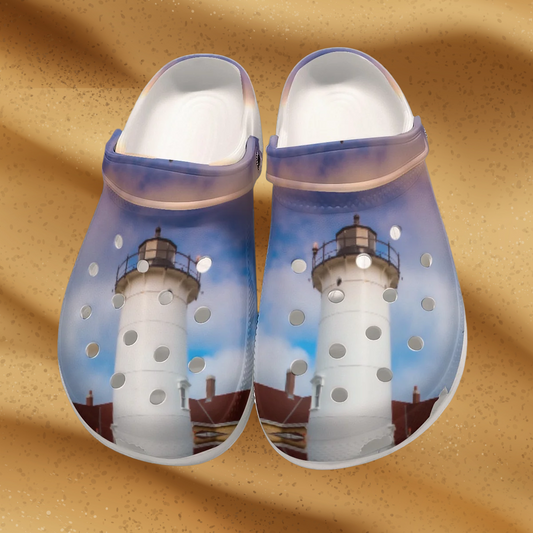 Women's Cape Cod Lighthouse Print Garden Clogs Lightweight EVA SandalsAnti-Slip Sole Beach Shoes
