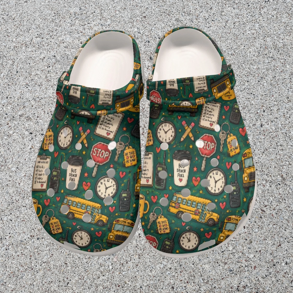 Bus Driver Themed All-Over Print Women's Classic Clogs