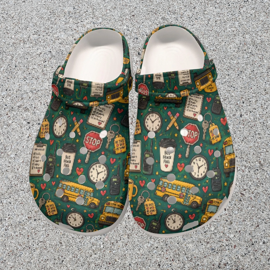 Bus Driver Themed All-Over Print Women's Classic Clogs