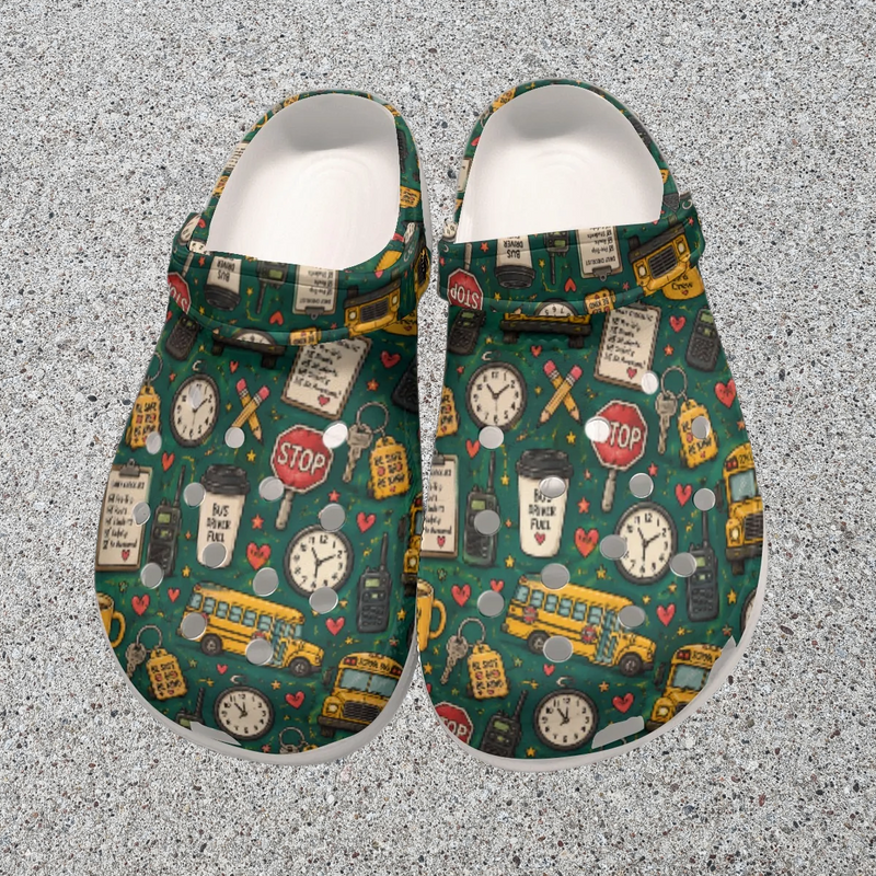 Bus Driver Themed All-Over Print Women's Classic Clogs