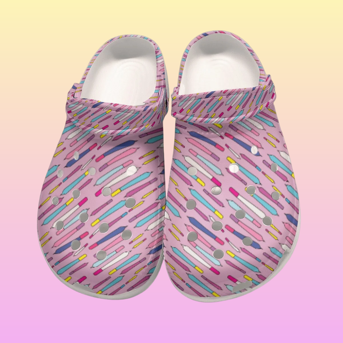 Women's Classic Clogs - Pink 90s Smoker Print EVA Sandals Flip Flop Anti-Slip Lightweight
