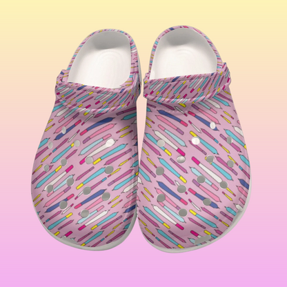 Women's Classic Clogs - Pink 90s Smoker Print EVA Sandals Flip Flop Anti-Slip Lightweight