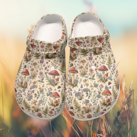 Garden Mushroom Grandmacore All-Over Print Women's Classic Gardening Clogs