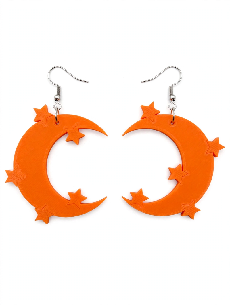 Moon & Stars 3D Printed Women’s Earrings